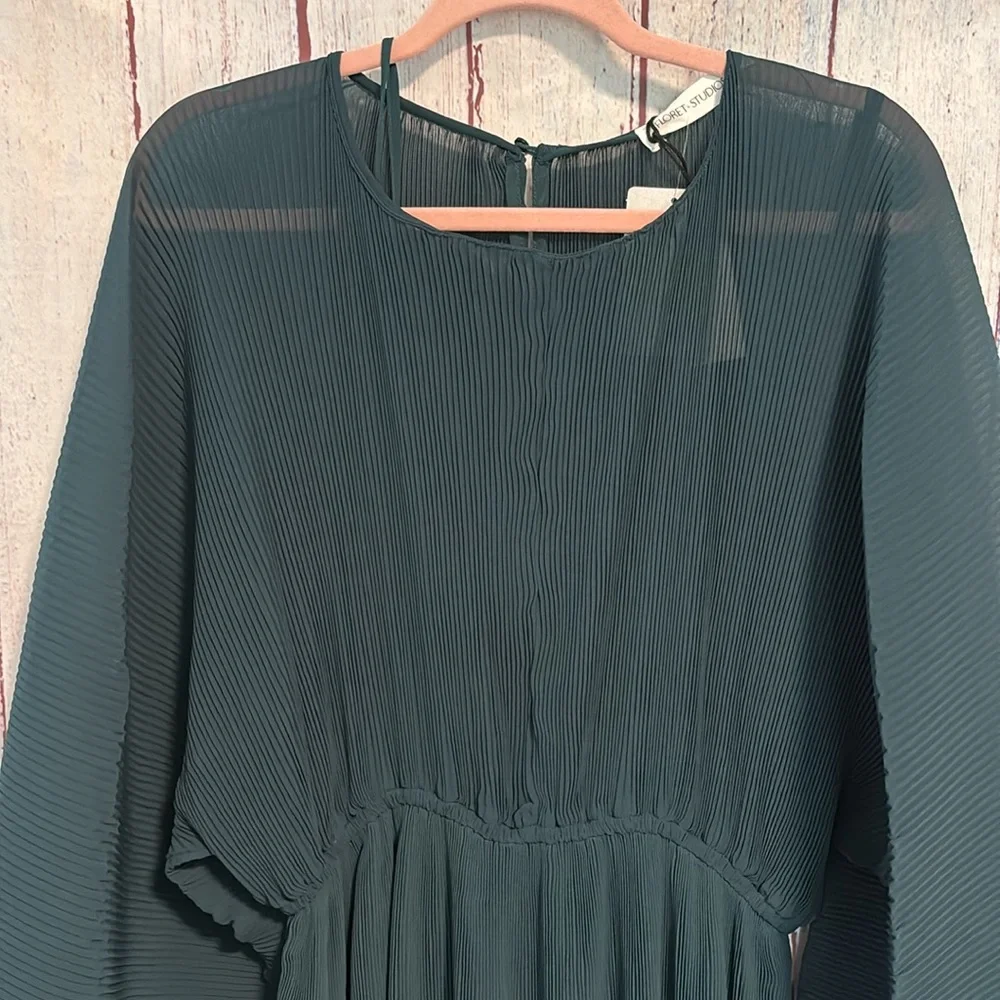 NWT Floret Studios Pleated Long Sleeve Mini Dress